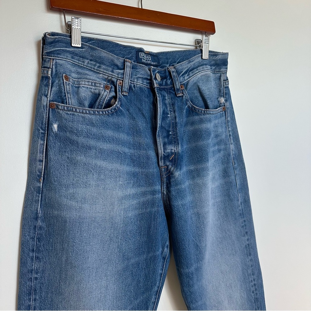 XSOLDX Polo by Ralph Lauren High Rise Relaxed Straight Jeans in Lebec Wash - Picture 4 of 14